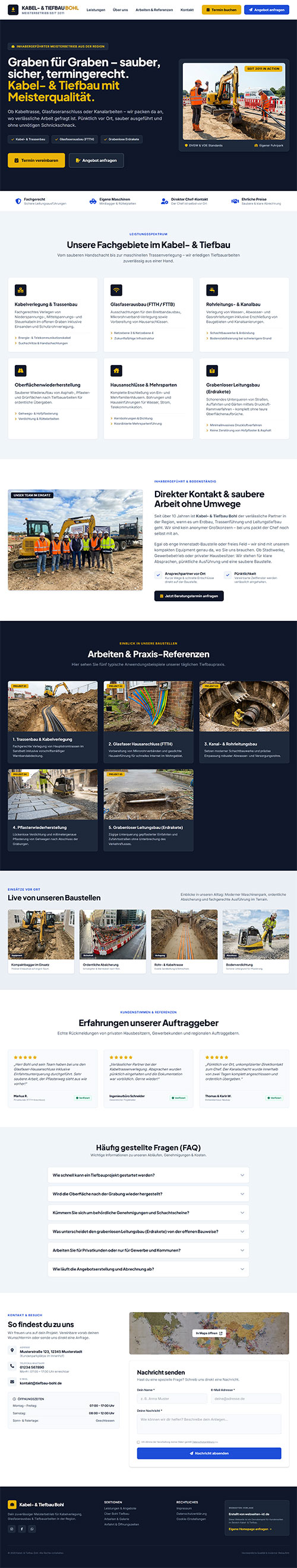 Onepage Design für Bauunternehmen